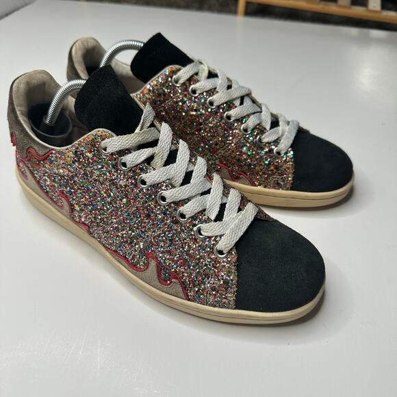 Isabelle Marant Etoile Glitter Flame Leather Sneakers - Picture 2 of 6